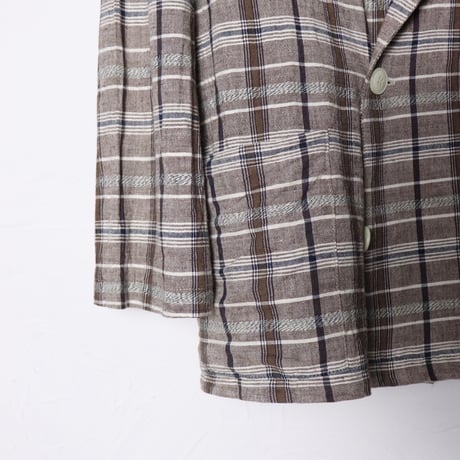 French Linen Blend Check Jacket 1980s