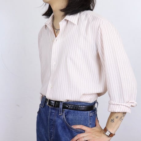 French Multi Stripe Dress Shirt 1980s