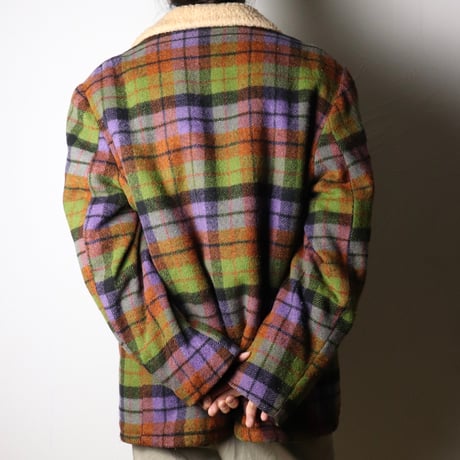 Plaid Shearling Collar Jacket 1970s