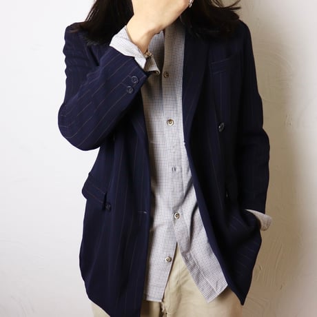 Teenflo / 1980s French Pinstripe Double-Breasted Jacket