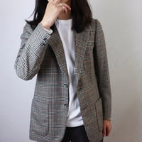 Pour Monsieur / 1970s French Glen Check Wool Jacket