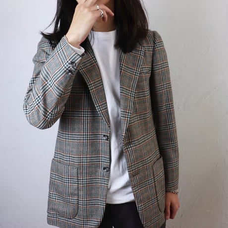 Pour Monsieur / 1970s French Glen Check Wool Jacket