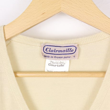 "Clairmaille" V-Neck Acryl Knit Sweater 1980s