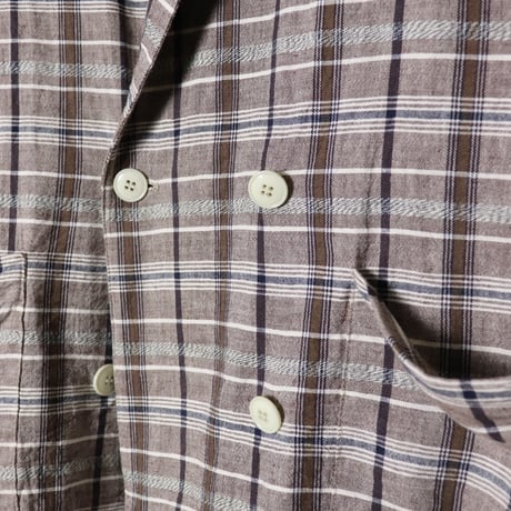 French Linen Blend Check Jacket 1980s