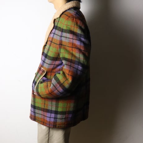 Plaid Shearling Collar Jacket 1970s