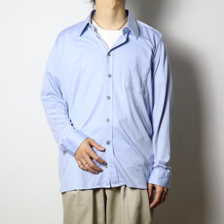 Trevira Fabric Light Blue Knit Shirt 1980s–