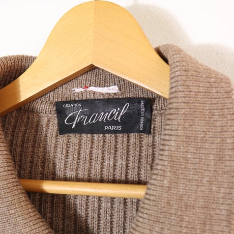 French Wool Knit Jacket with Leather Trim 1970s–1980s