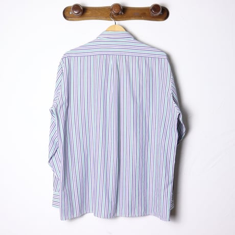 Cotton Green Striped Button Down Shirt 1990s
