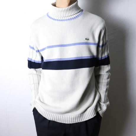 Lacoste Border Cotton Turtleneck Knit 1990s