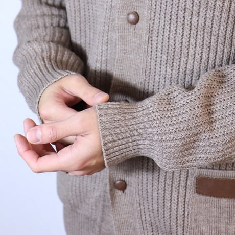 French Wool Knit Jacket with Leather Trim 1970s–1980s