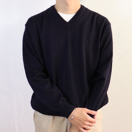 Navigare / 1990s Italian Navy Wool V-Neck Knit