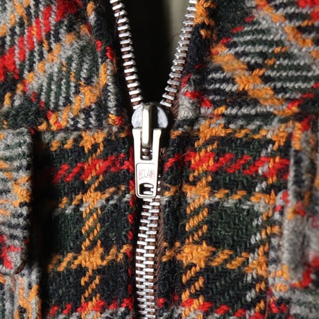 French Plaid Wool Zip Jacket 1970s