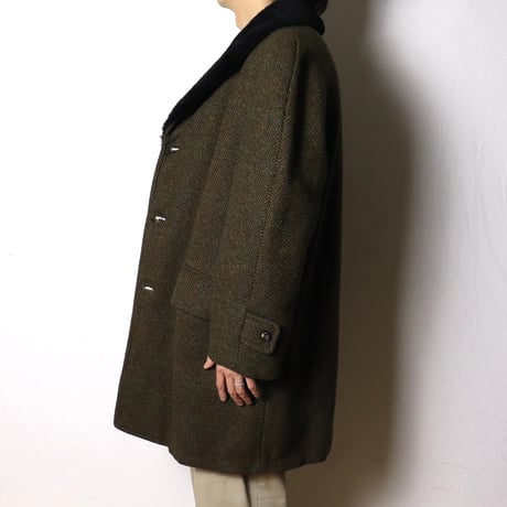 Irish Tweed Fur Collar Overcoat 1970s