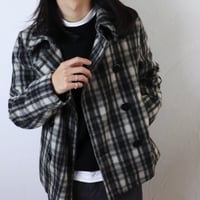 Checked Wool Pea Coat / 1990s European Style