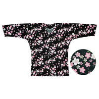 鯉口シャツ（大人・男女兼用）【黒地に桜】5796
