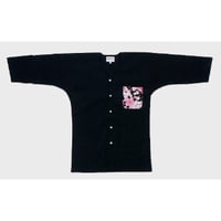 胸ポケットワンポイント黒鯉口シャツ（大人・男女兼用）【桜】ｓ631