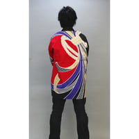 大人用顔料染祭り法被【赤黒に熨斗目】6357