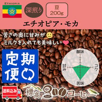 月に１回お届け　エチオピア・モカ深煎り200g（豆）