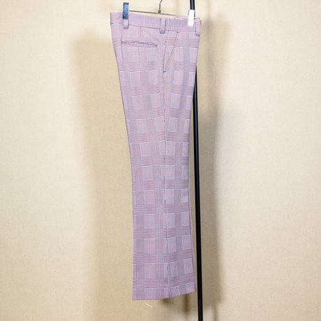 70's グレンチェック柄フレアスラックス talonジップ