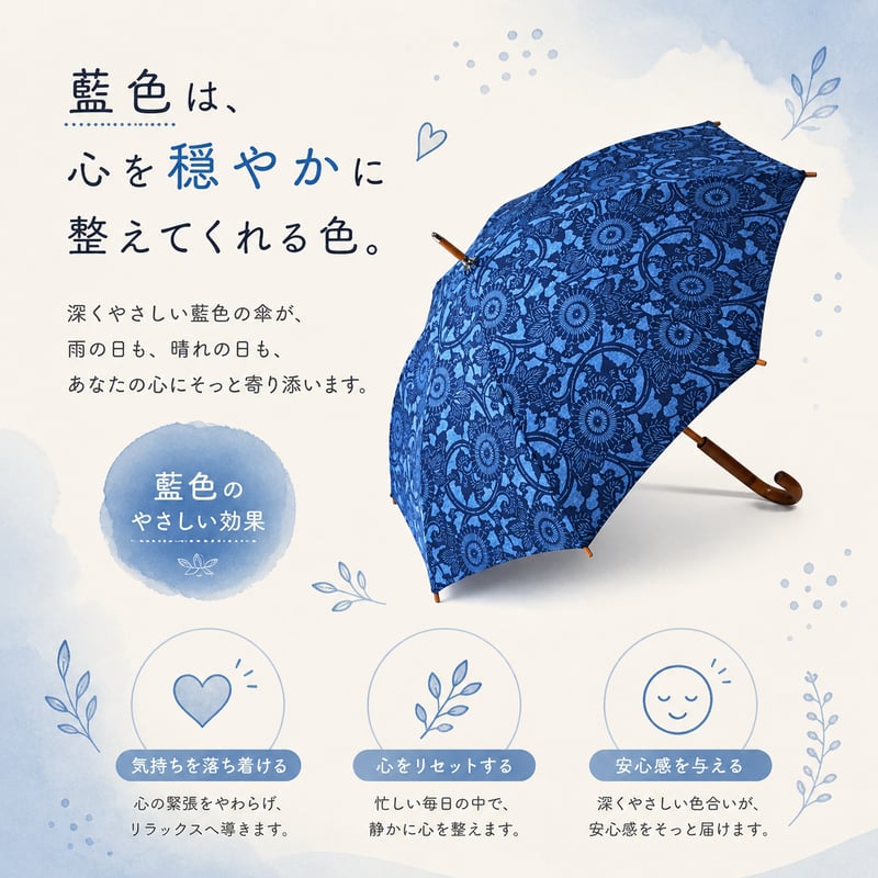藍染木綿・晴雨兼用傘・日傘・江戸文様柄・日本製 | 近藤洋傘店