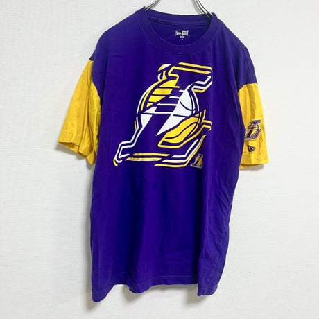 ニューエラ NEW ERA レイカーズ Tシャツ 紫 黄色 コットン100 M