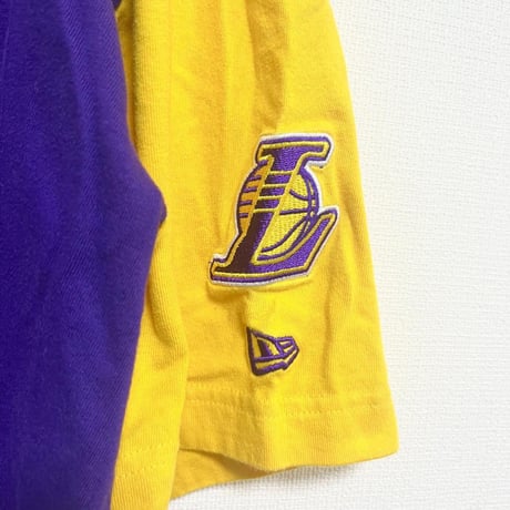 ニューエラ NEW ERA レイカーズ Tシャツ 紫 黄色 コットン100 M