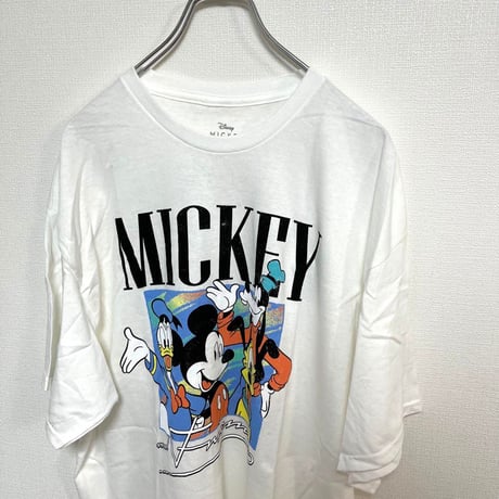 Disney ミッキー ドナルド グーフィー プルート Tシャツ 丸胴 L