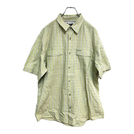 コロンビア　columbia チェックシャツ　ライトグリーン　XL 古着