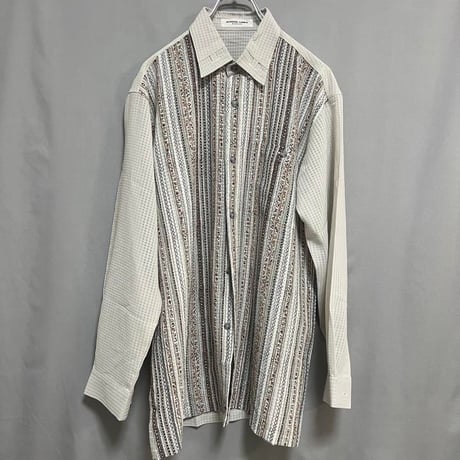 HOMME LIBRE シアサッカー　柄シャツ　長袖　L ボタンダウン　古着