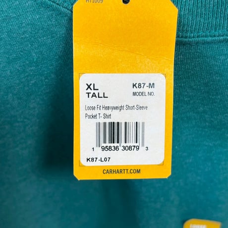 【新品タグ付】カーハート K87 ポケットTシャツ 緑 XL TALL ゆるだぼ