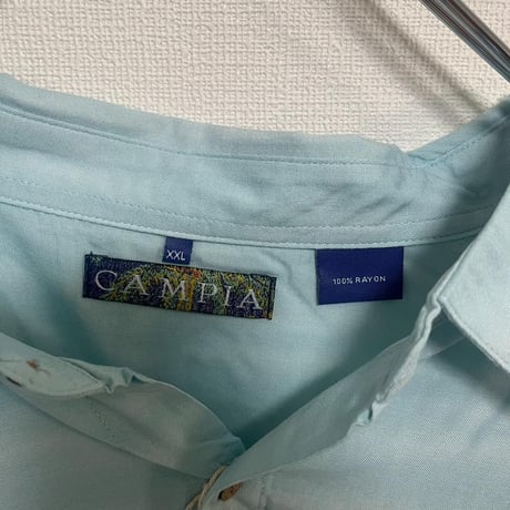 CAMPIA XXL アロハシャツ 水色 パームツリー柄