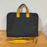 TNA 日本製 ナイロン ブリーフケース ビジネスバッグ カーキ×イエロー