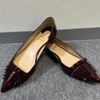 Christian Louboutin バーガンディ スタッズ パンプス 35½