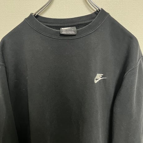NIKE ナイキ　刺繍ロゴ　スウェット　ワンポイント　ブラック　L 古着