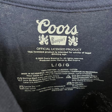 クアーズ　coors アメリカ　ビール　ロゴ　企業　Tシャツ　丸胴　L