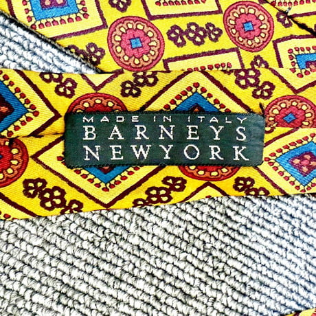 BARNEYS NEW YORK シルク ネクタイ バンダナ柄 チェック 黄色