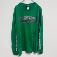 2XL ハーレーダビッドソン 長袖Tシャツ ロンT グリーン コットン