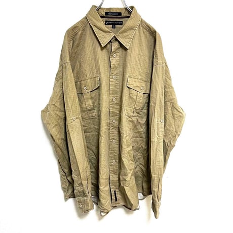 トミーヒルフィガー　チェックシャツ　ベージュ　古着　XXL
