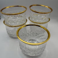 カットクリスタル 金彩リム ボウル 5個セット（直径9cm／高さ7cm）