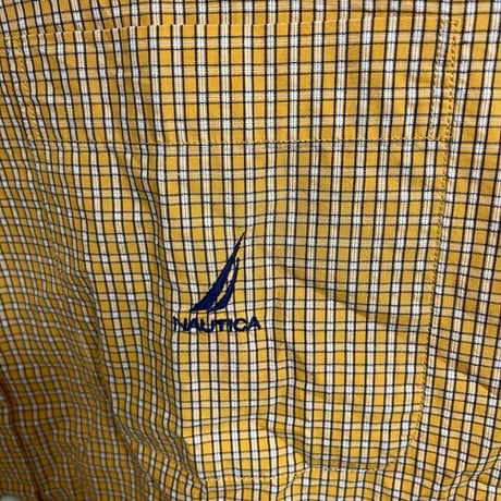 NAUTICA イエロー　チェックシャツ　古着　XL