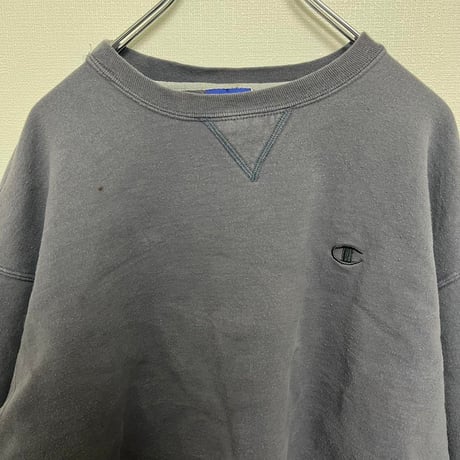 チャンピオン　スウェット　XL グレー　刺繍ロゴ　古着