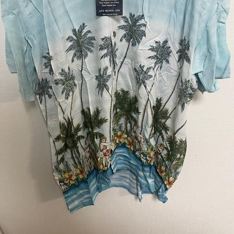 CAMPIA XXL アロハシャツ 水色 パームツリー柄