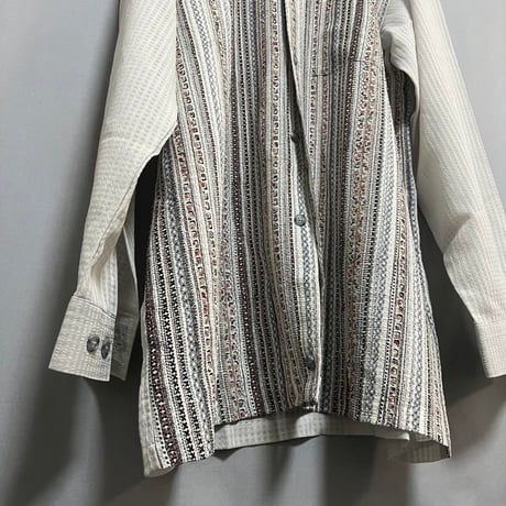 HOMME LIBRE シアサッカー　柄シャツ　長袖　L ボタンダウン　古着