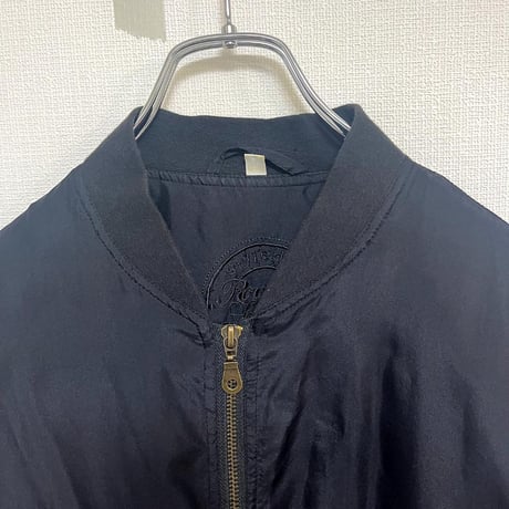 ジャンパー ブルゾン シルク ポリエステル製 ブラック 黒 M