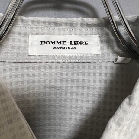 HOMME LIBRE シアサッカー　柄シャツ　長袖　L ボタンダウン　古着