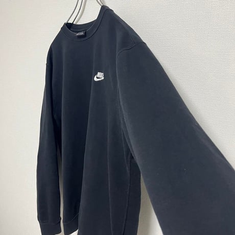 NIKE ナイキ　刺繍ロゴ　スウェット　ワンポイント　ブラック　L 古着