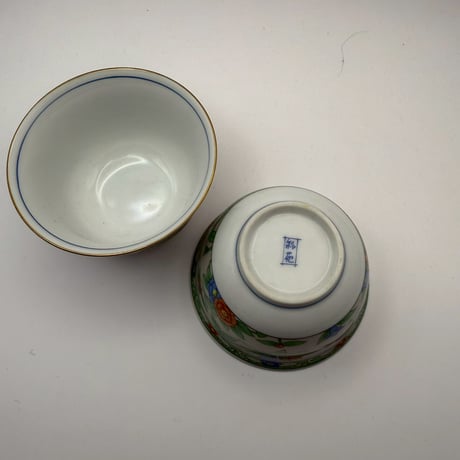 色絵草花文様 湯呑み ペア