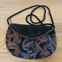 美品 昭和レトロ ビーズバッグ 総柄 ショルダーバッグ