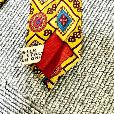 BARNEYS NEW YORK シルク ネクタイ バンダナ柄 チェック 黄色