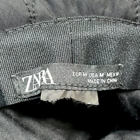ZARA ザラ 黒 キルティング バケットハット 帽子 中綿 ブラック 56cm